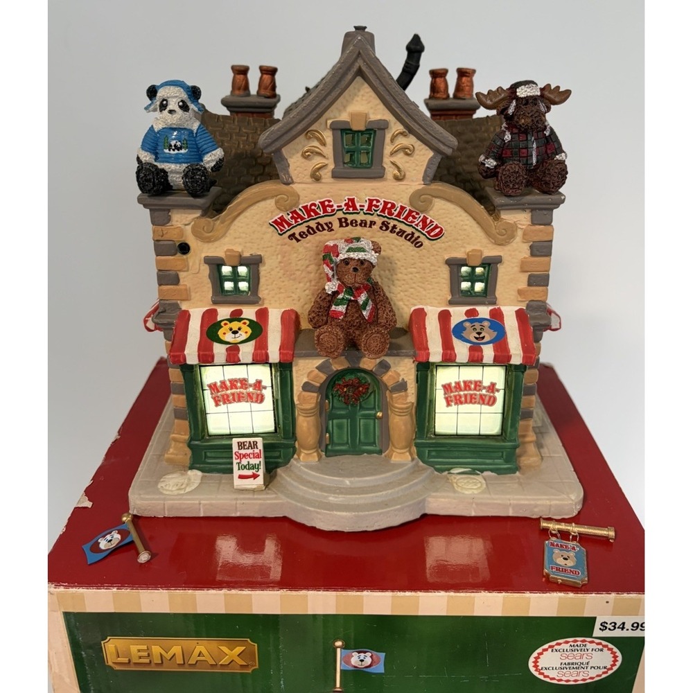 Lemax Make A Friend Teddy Bear Studio Christmas Village 35592 FLAWED